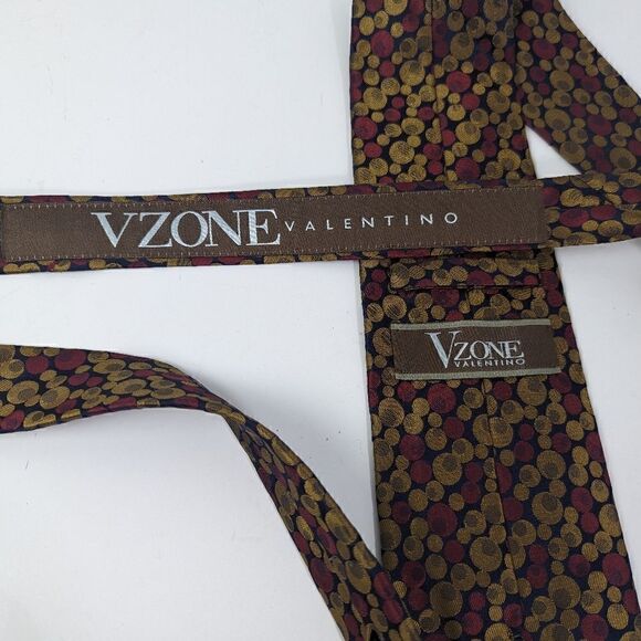 Valentino V-Zone neck tie Silk Italy Abstract Gold Red Black - Picture 4 of 6